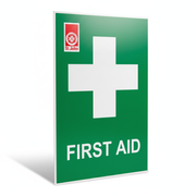 First Aid Kit Location (Poly) Sign with white cross and text on green background for clear first aid supplies marking