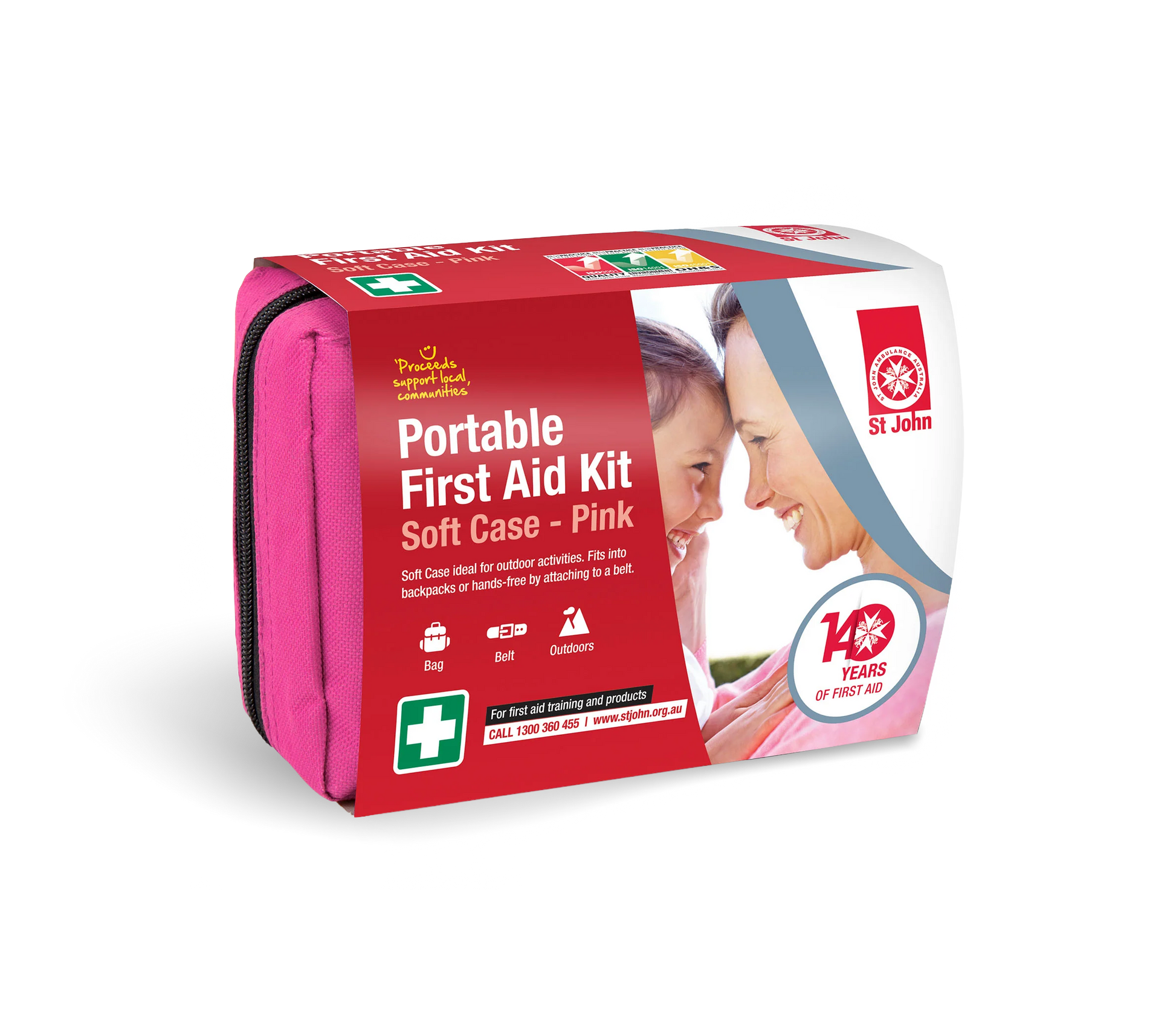 Portable First Aid Kit (Soft case Pink) with waterproof soft case, ideal for outdoor use and first aid supplies.