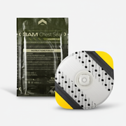 SAM Chest Seal (With Valve) - Single with valve designed for treating open chest wounds, sticks securely in extreme conditions.