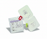 ZOLL Pedi-padz II (Paediatric) Pads - 1 Pair shown with packaging and electrode pads for paediatric defibrillators.