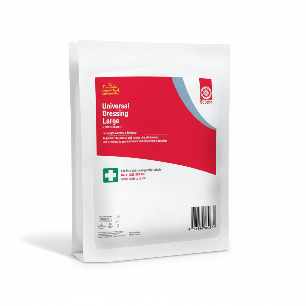Universal Dressing large sterile cotton dressing for bleeding control and wound protection by St John WA first aid supplies
