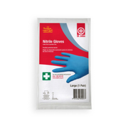 Nitrile Gloves package showing blue disposable gloves for first aid and protective barrier use from St John WA