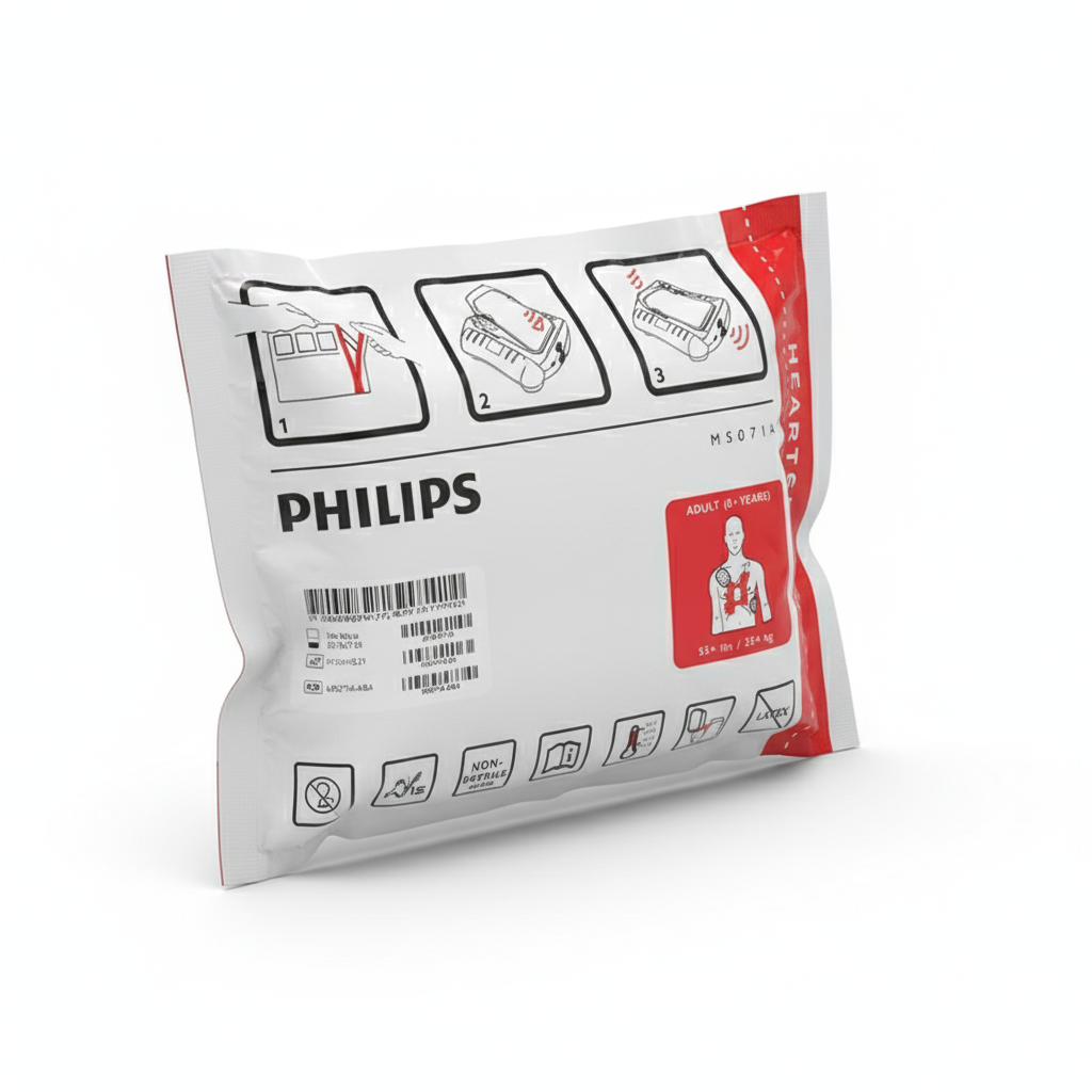 Philips HS1 Defib Pads- Single Pair adult self-adhesive pads for Philips HeartStart defibrillators in sealed packaging