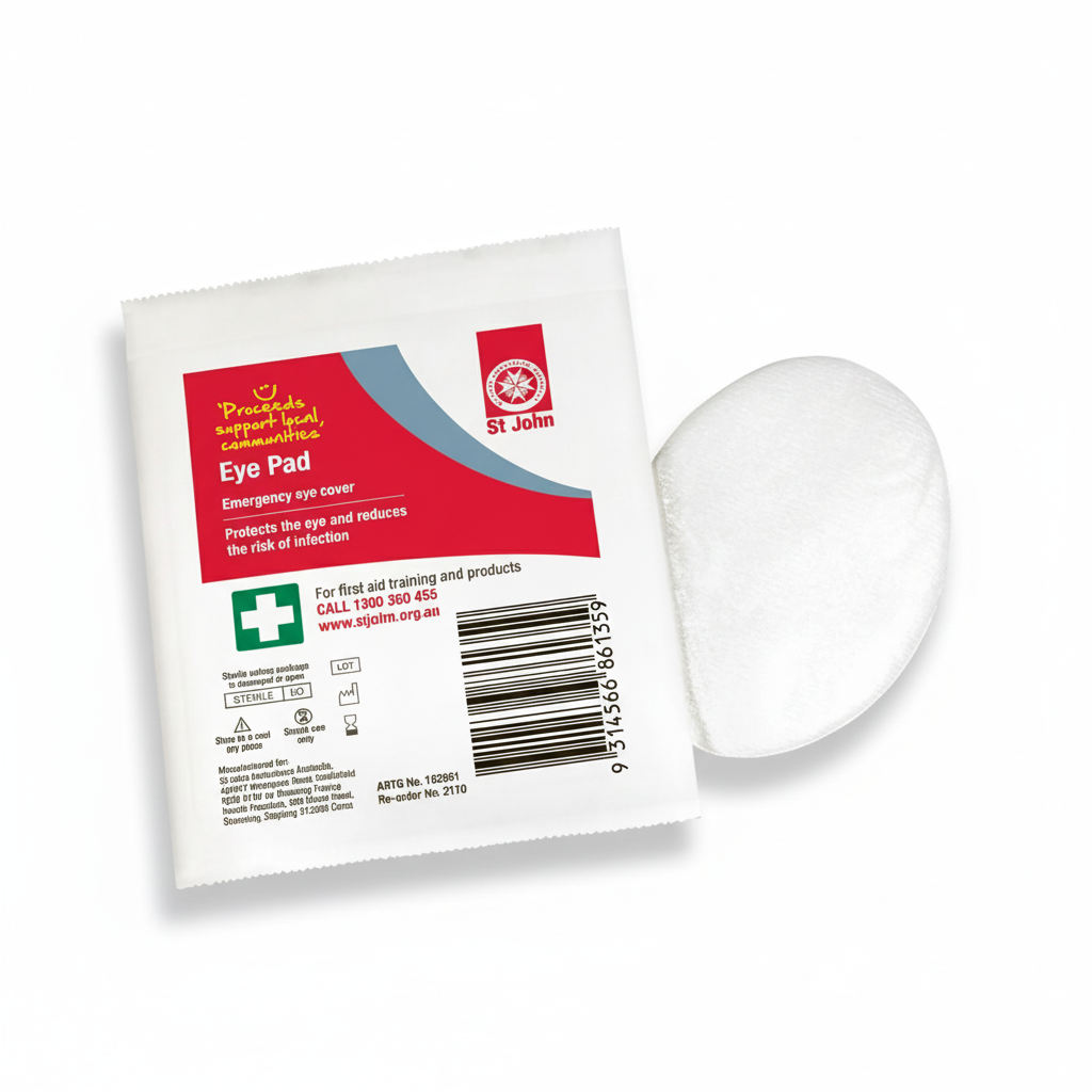 Sterile Eye Pad Dressing with soft, absorbent material providing gentle cushioning and protection for injured eyes.