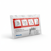 Philips FR2 Adult Defibrillator Pads - 1 Pair package showing electrode pad instructions for use with defibrillators.