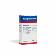 Coverplast Dressing box showing fabric adhesive dressing for durable, strong adhesion and active use protection