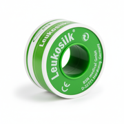 Leukosilk (Hypoallergenic) Tape roll with green label, durable and breathable medical tape for first aid supplies