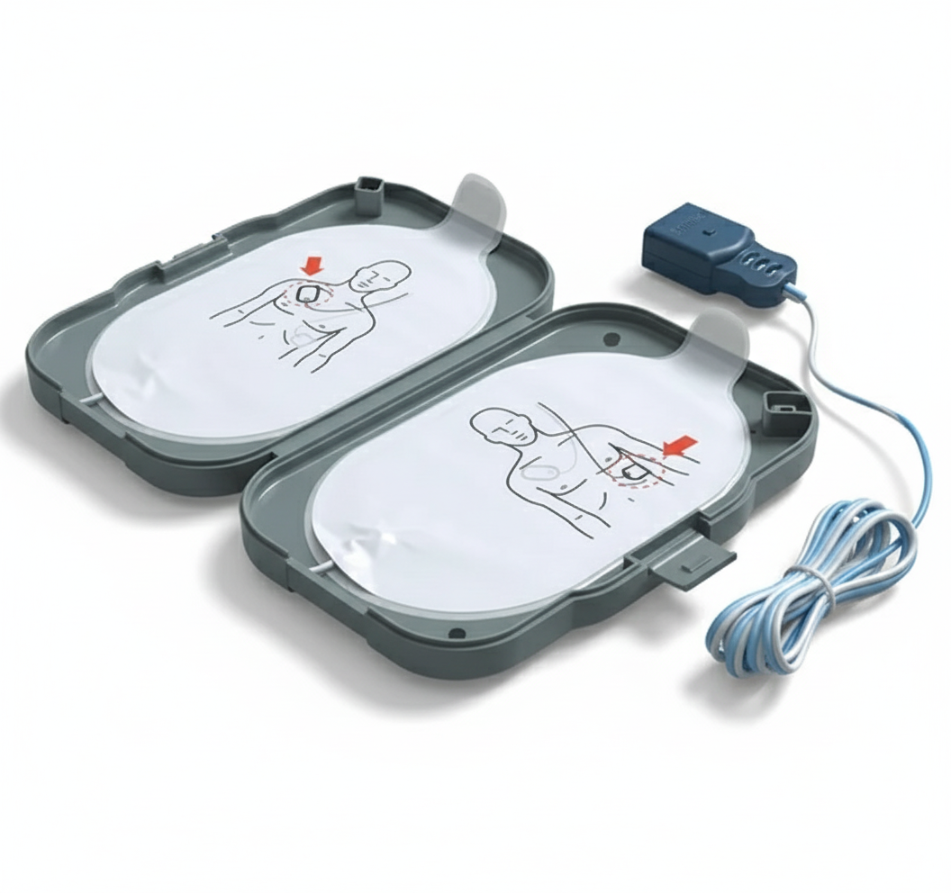 Philips FRX Defib Pads (Adult & Child) - 1 Pair with labeled electrode placement for first aid defibrillators and supplies