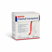 Fixomull Transparent Tape waterproof polyurethane film with skin-friendly adhesive for wound protection in first aid supplies.