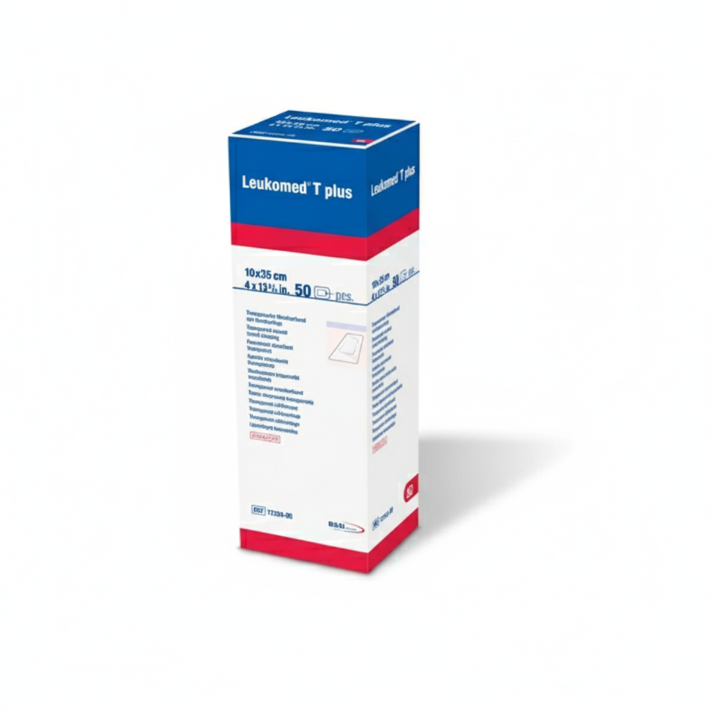 Box of Leukomed T Plus Dressing clear waterproof wound dressing with absorbent pad for protection and everyday use