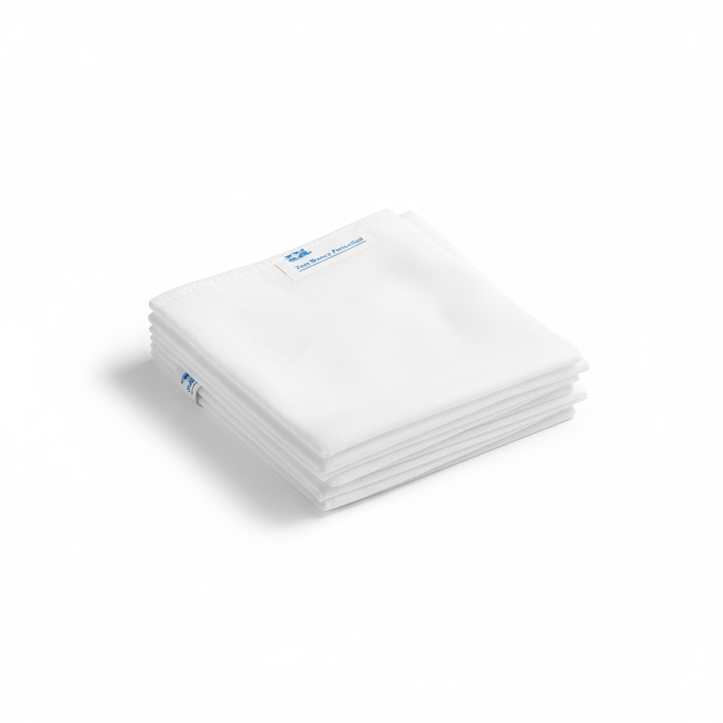 Stack of clean Disposable Linen Sheet folded neatly on white background for hygienic use