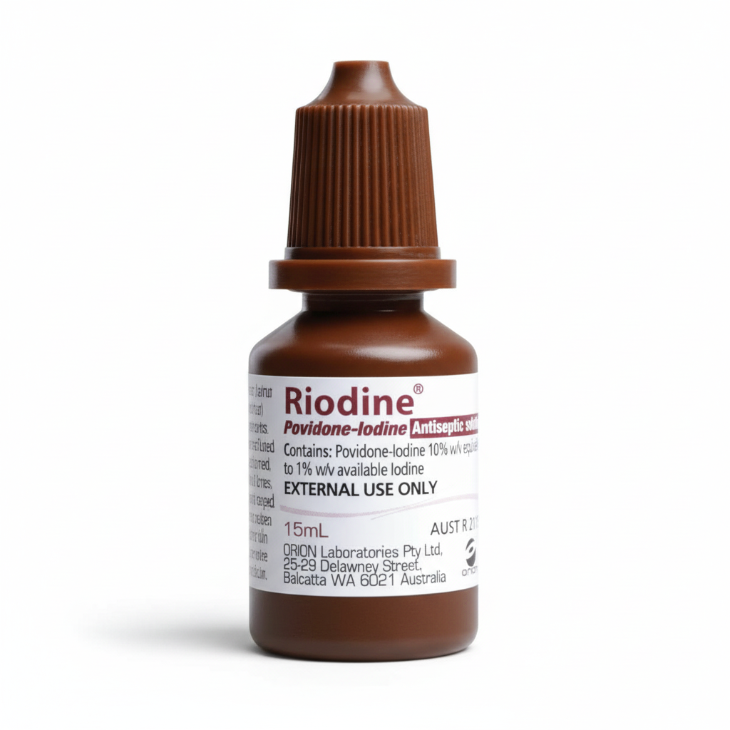 Riodine Antiseptic 10% povidone-iodine solution for external use with broad spectrum antimicrobial properties