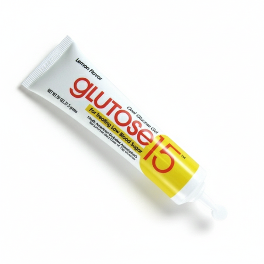 Glutose Gel lemon flavor glucose tube for treating low blood sugar, quick hypoglycemia treatment, pocket-sized pharmacy product