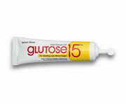 Glutose Gel lemon flavor oral glucose gel tube for rapid treatment of low blood sugar emergencies.