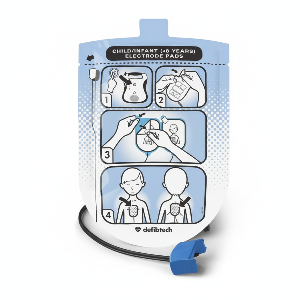 Defibtech Lifeline Defib (Child) Pads - Single Pair with instructions for use on child/infant under 8 years for first aid supplies