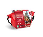 St John WA Waterproof First Aid Kit in durable red vinyl bag perfect for outdoor first aid supplies and emergencies.