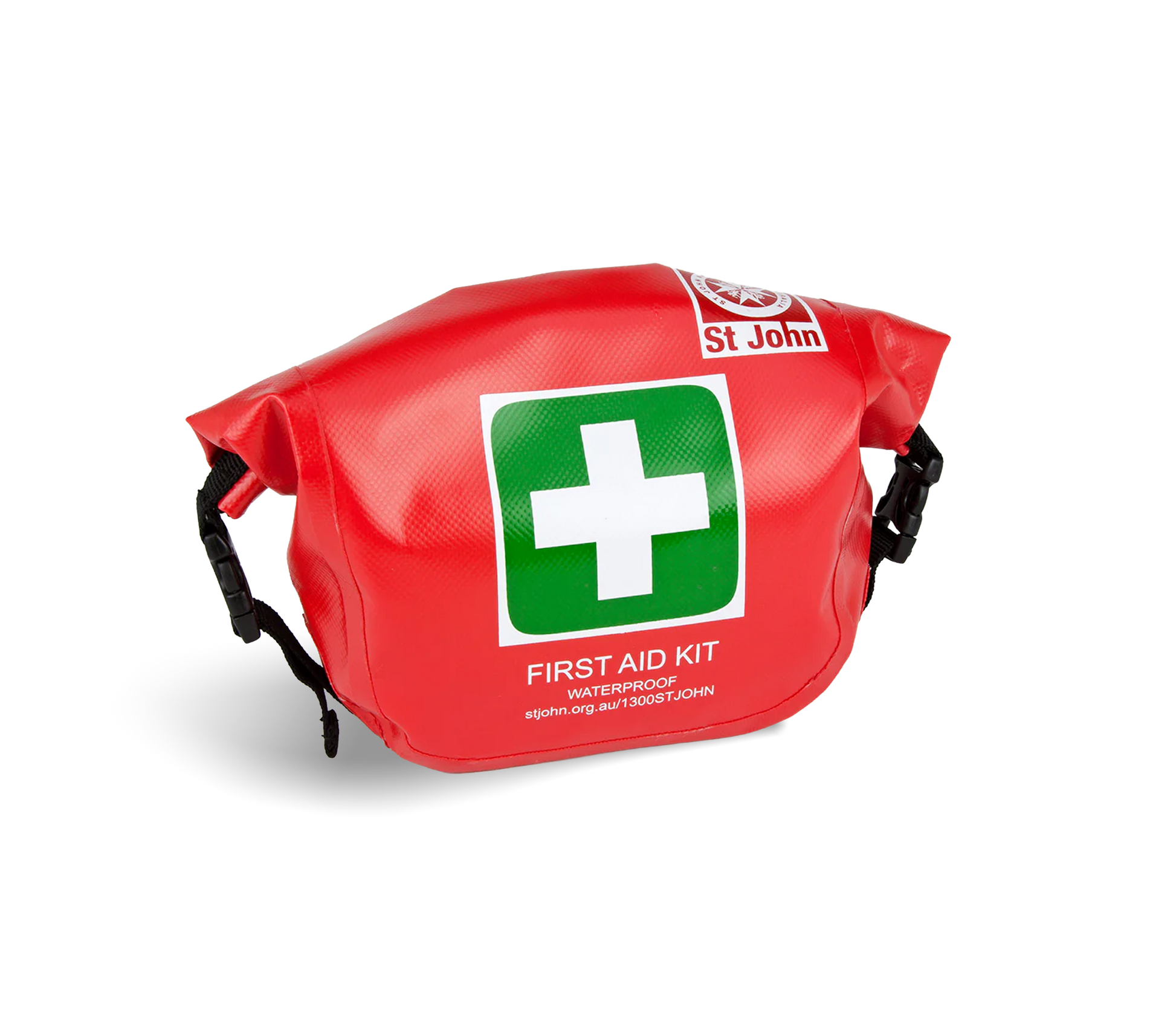 Waterproof First Aid Kit by St John WA in durable red vinyl bag with secure locks for outdoor first aid supplies protection