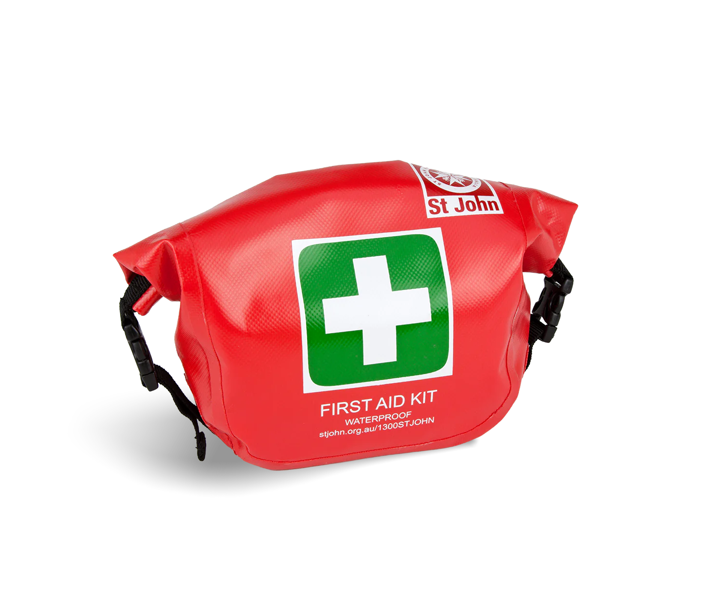 Waterproof First Aid Kit by St John WA in durable red vinyl bag with secure locks for outdoor first aid supplies protection