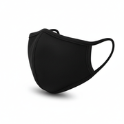Reusable Cotton Face Mask - Single in black, comfortable washable PPE with elastic ear straps and three layers of cotton and spandex.