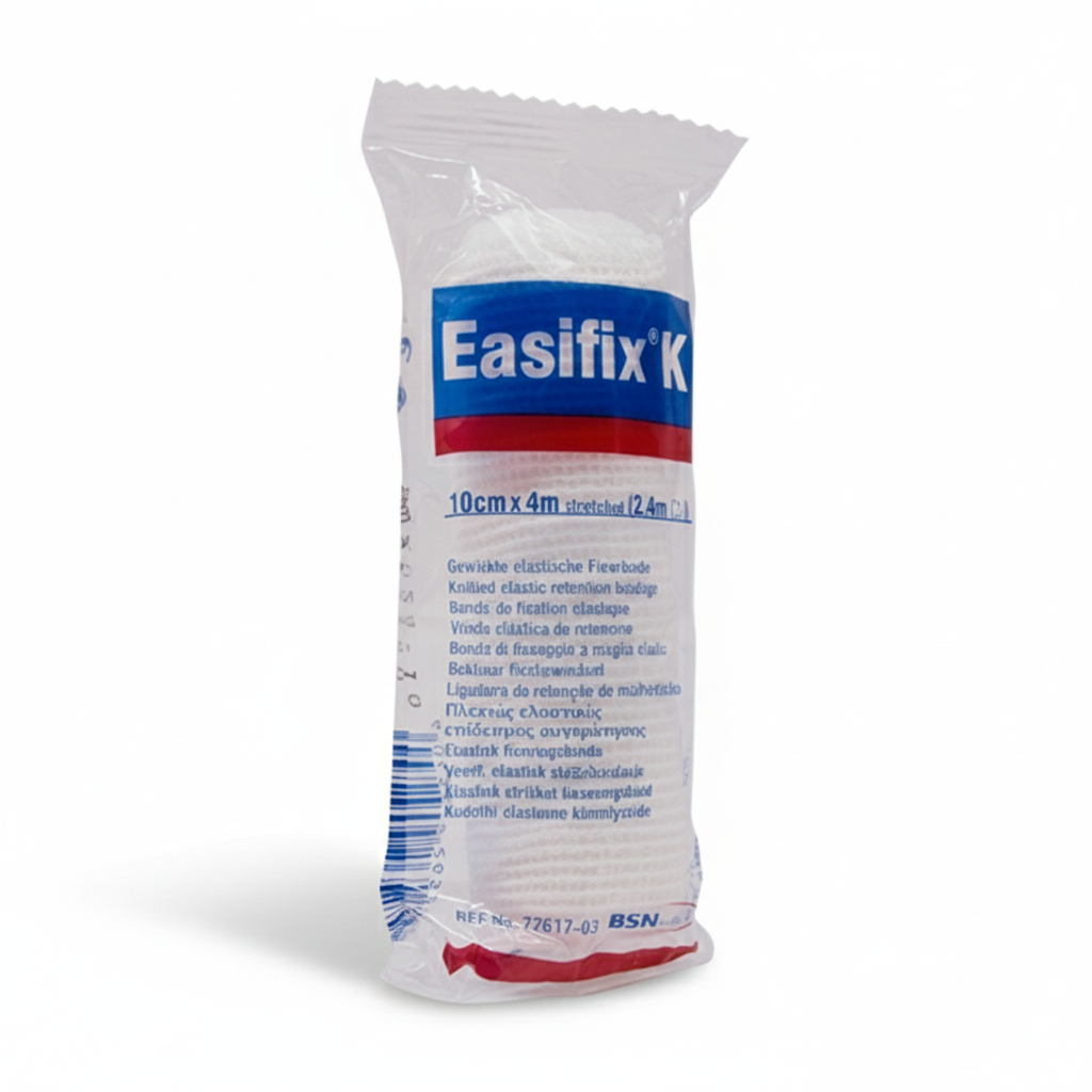Easifix K Conforming Bandage in packaging, lightweight elastic bandage for comfortable retention of medical dressings