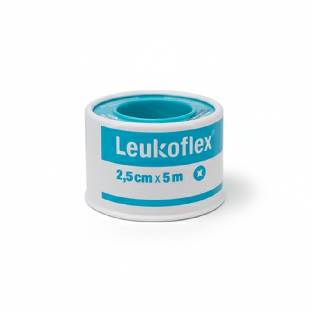 Leukoflex Tape fabric roll for sensitive skin, hand-tearable with high tensile strength and radiotransparent features.
