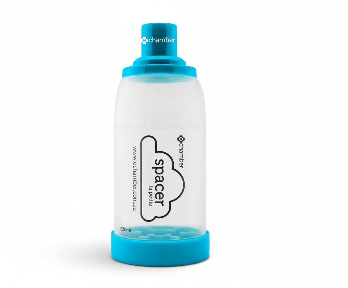 La Petite Asthma Spacer compact 220ml spacer with anti-static polypropylene and universal MDI fitting for effective medication delivery