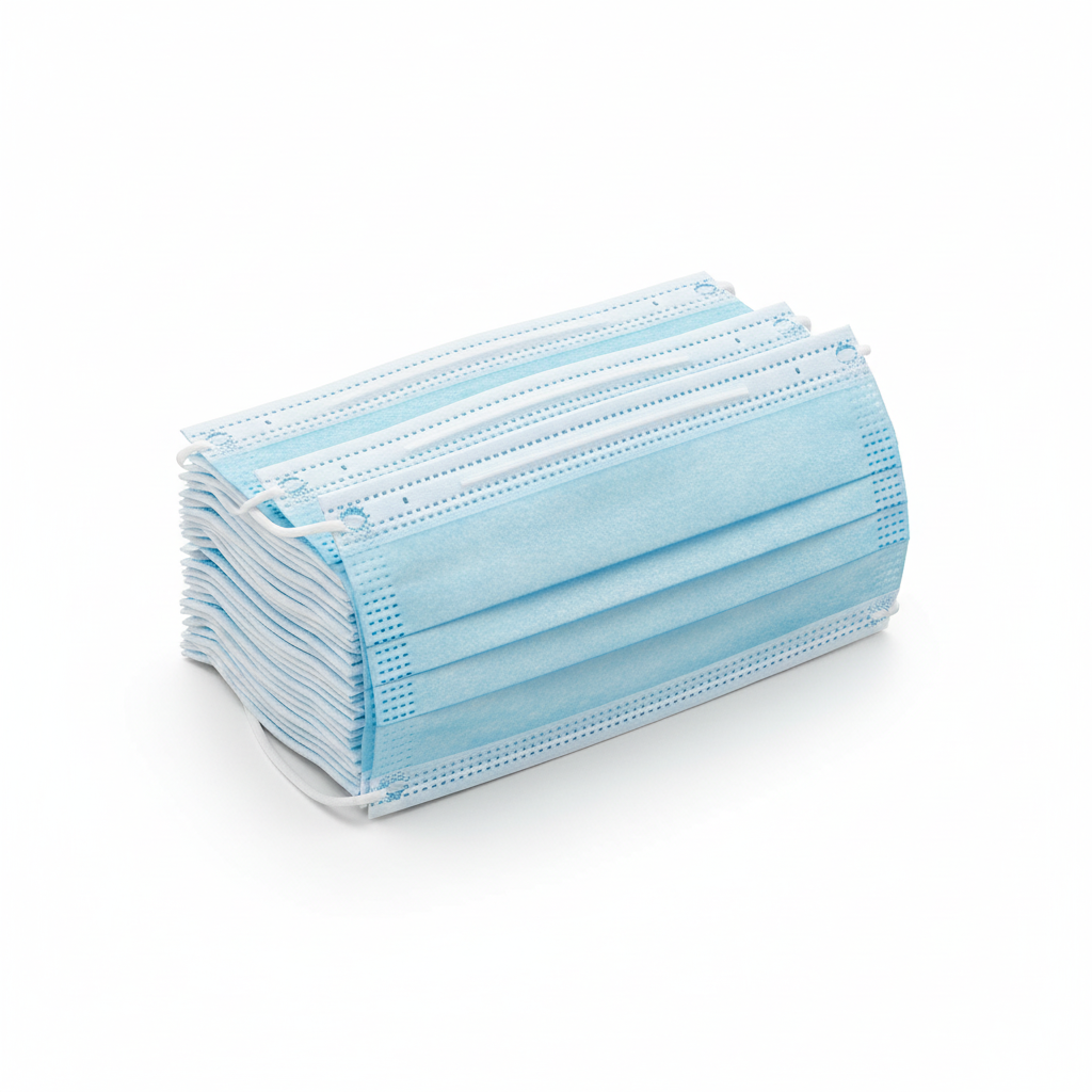 ProShield Surgical Face Masks (Level 2) - Box of 50 stacked blue surgical masks with triple pleat design and ear loops