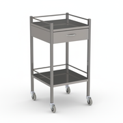 Medical Instrument Trolley with welded design, safe edges, drawer, and large castors for easy cleaning and mobility in medical settings
