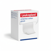 Leukoplast Gauze Swabs sterile cotton gauze for wound care, skin-friendly, breathable, absorbent dressing for first aid supplies.