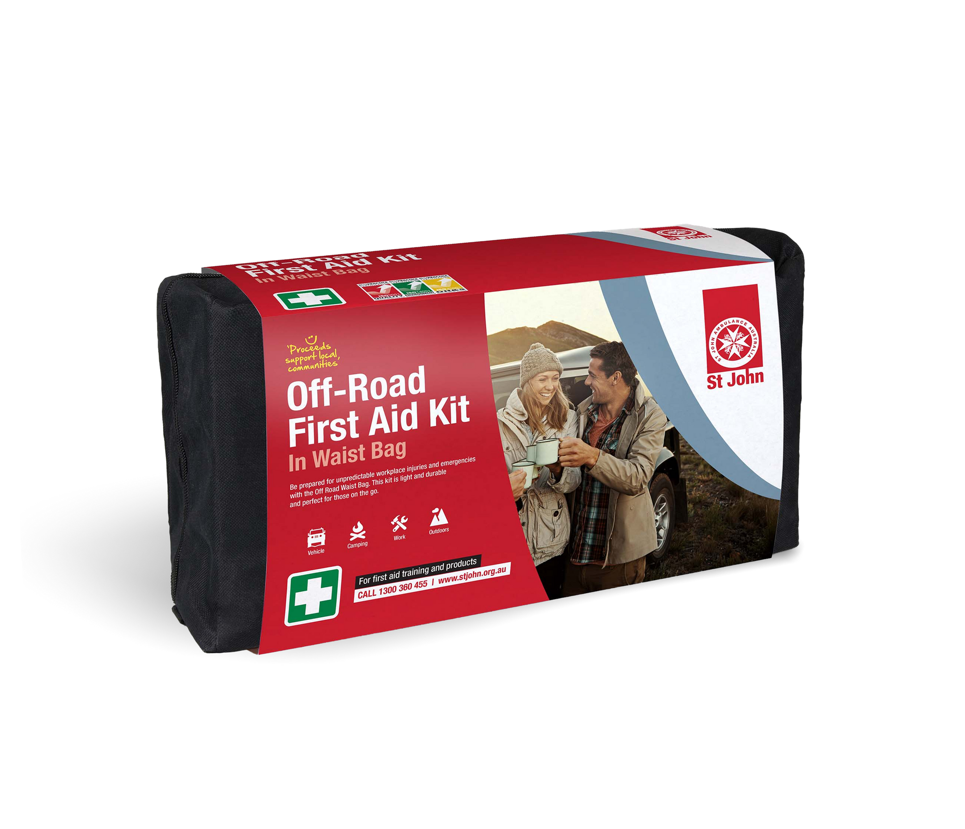 Off-Road First Aid Kit (Waist Bag) with essential first aid supplies for 4WD touring and off-road emergencies by St John