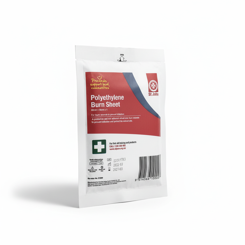 Burn Sheet - Single protective polyethylene dressing for burn wounds to prevent infection and aid healing in first aid supplies.
