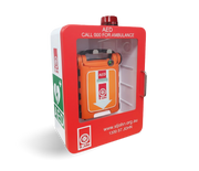 St John Defibrillator Cabinet wall mountable indoor with alarm and red light for first aid defibrillator storage