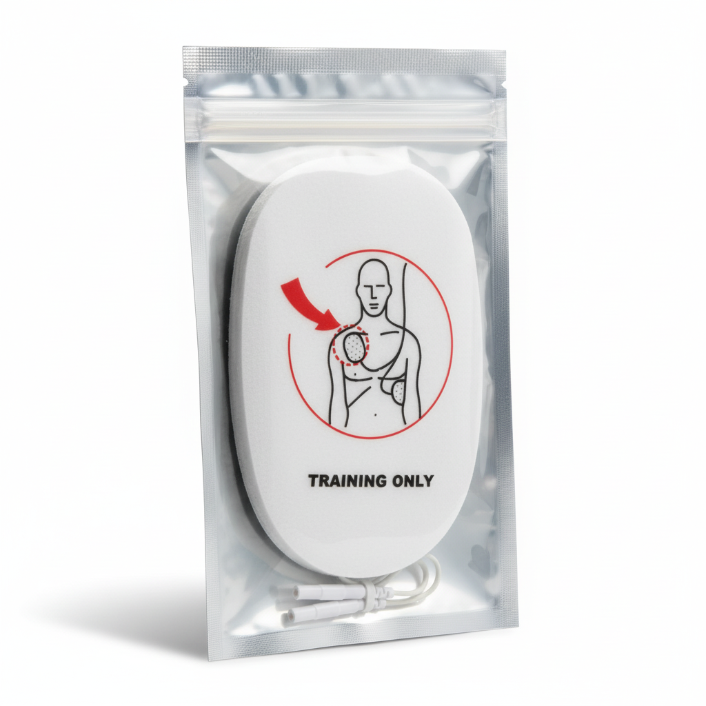 Defibrillator Trainer Pads (Adult) To Suit 4944 - 1 pair in packaging for adult CPR training with clear placement guide