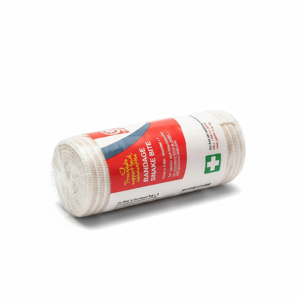 Snake Bite Bandage roll with pressure indicator designed for sprains, immobilization, and venomous bites in first aid kits.