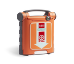St John G5 defibrillator in orange case with clear AED label and St John WA logo for emergency first aid use