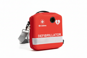 St John X3 - Semi-Automatic Defibrillator - Hard Carry Case in red for safe storage of first aid supplies and defibrillators.