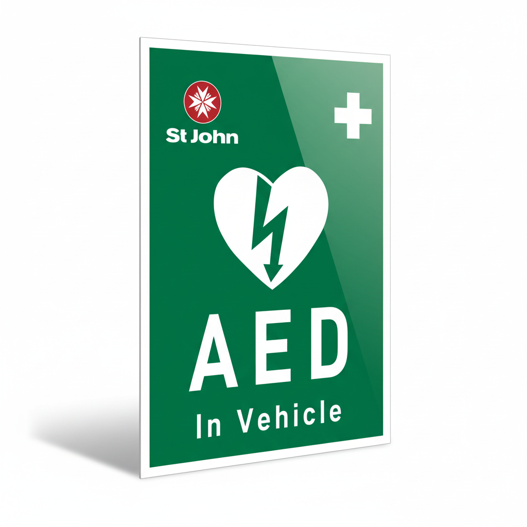 Defibrillator Sign Sticker AED Car Window Sticker Defibrillator Single | St John WA