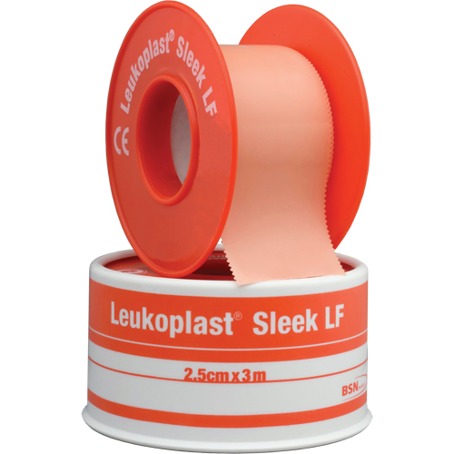 Leukoplast Tape flesh coloured elastic tape on orange spool with strong adhesive for flexible body movement and long lasting wear