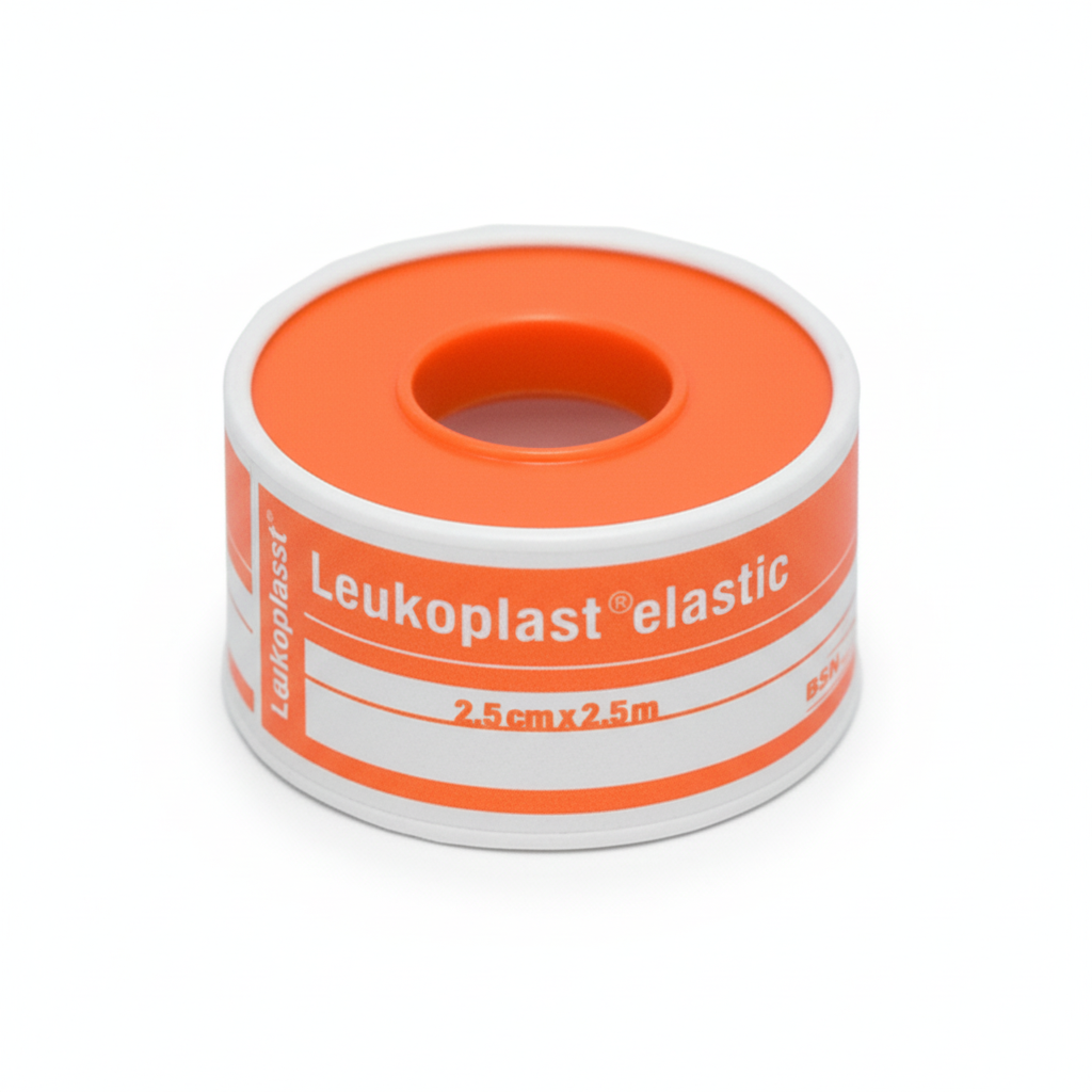 Leukoplast Tape elastic bandage roll with orange casing for first aid supplies and body movement support