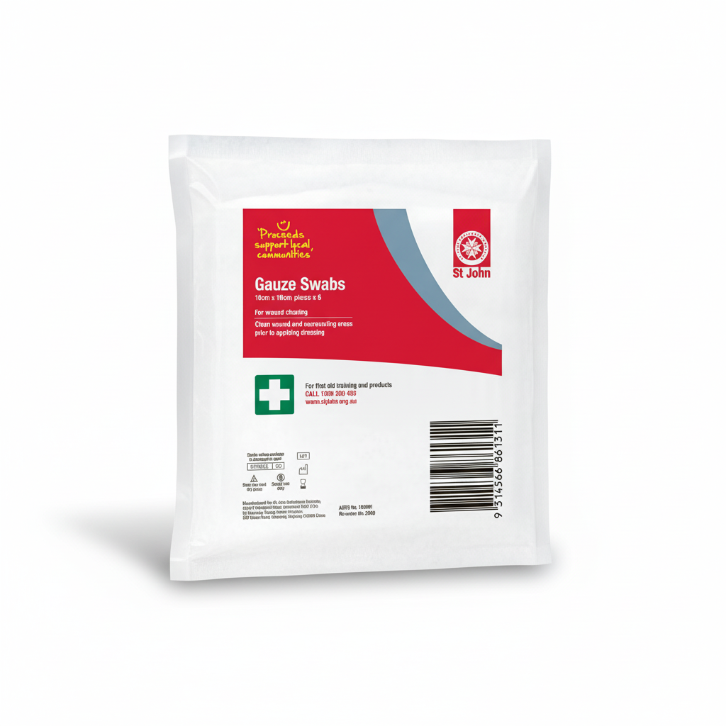Gauze Swabs sterile 100% cotton soft absorbent material for gentle wound care and first aid supplies by St John WA
