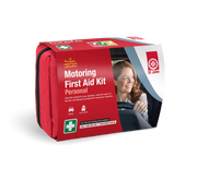 Compact red Motoring First Aid Kit (Personal) by St John with essential first aid supplies for vehicles and emergencies