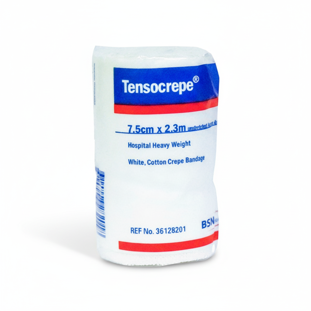 Tensocrepe Hospital Crepe Bandage heavy weight white cotton bandage for firm compression and ligament support