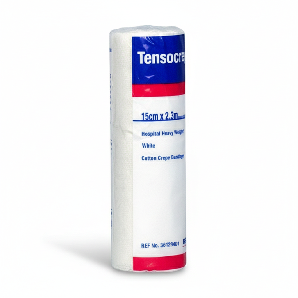 Tensocrepe Hospital Crepe Bandage heavy weight white cotton crepe bandage for firm compression and support