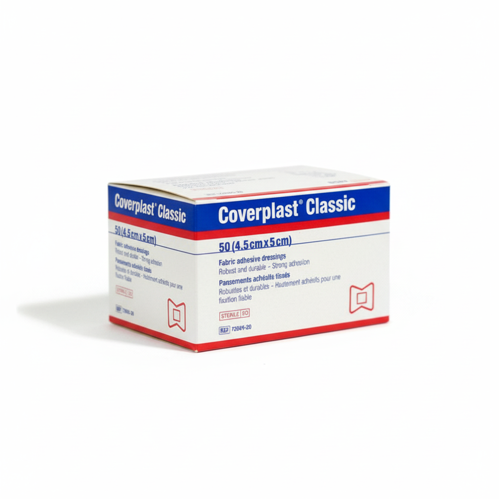 Box of Coverplast Finger Dressing with fabric adhesive plasters for flexible, strong protection in first aid supplies