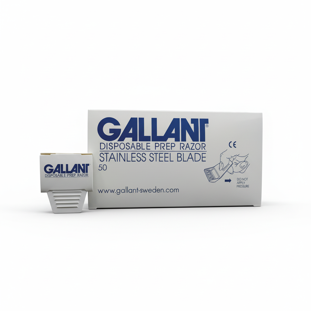 Gallant Disposable Prep Razors with stainless steel blades for safe, light touch shaving and easy disposal in clinical settings