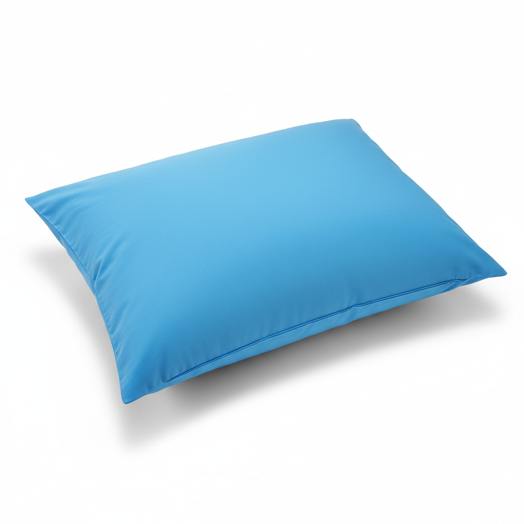 Disposable Linen Pillow Half Size in blue, designed for patient comfort in first aid and clinical healthcare settings.