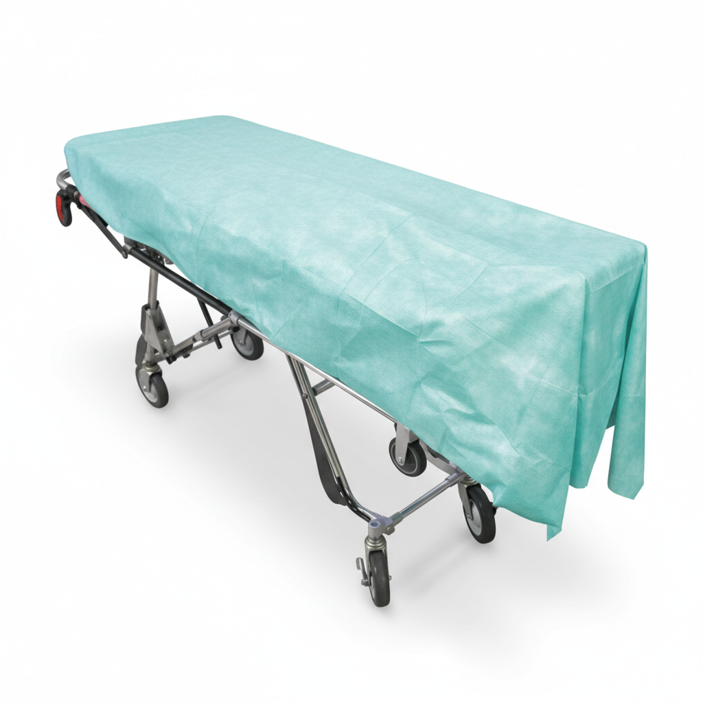 Disposable Linen Blanket draped over a medical stretcher for patient warmth and comfort in clinical and emergency settings